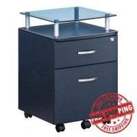 Techni Mobili RTA-S06-GPH06 Rolling File Cabinet with Glass Top, Graphite